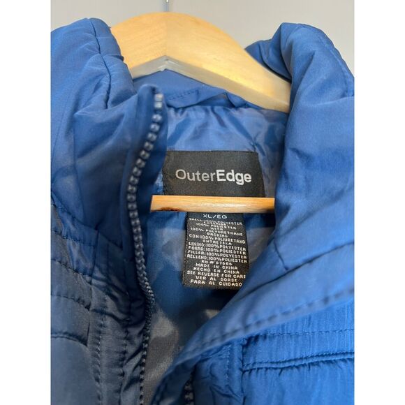 Outer Edge blue puffer vest quilted navy zip jacket full zip coat size XL - Picture 3 of 4